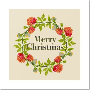 Christmas Wreath In Watercolor Posters and Art